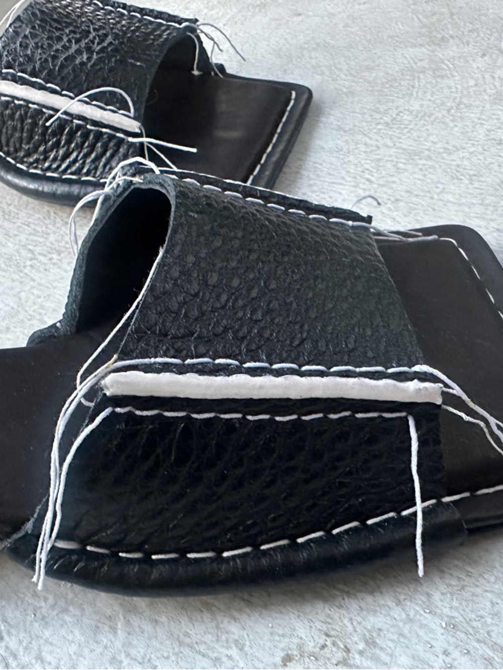 MIISTA FIFI 
Black Tumbled Leather Square-Toe Mules - Picture 2 of 4